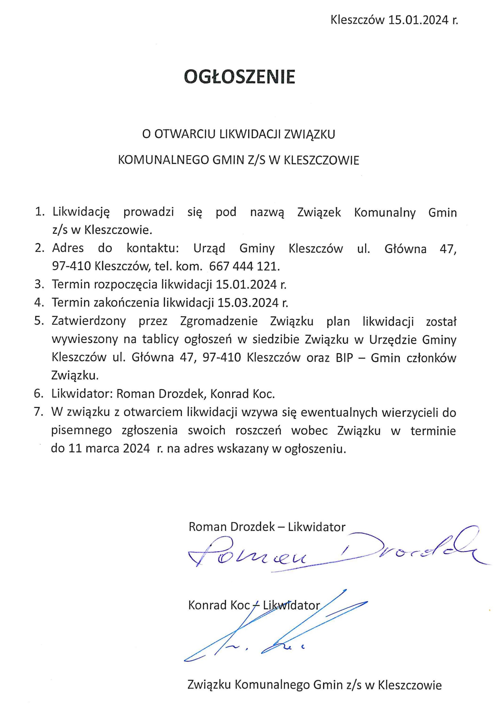 Ogłoszenie